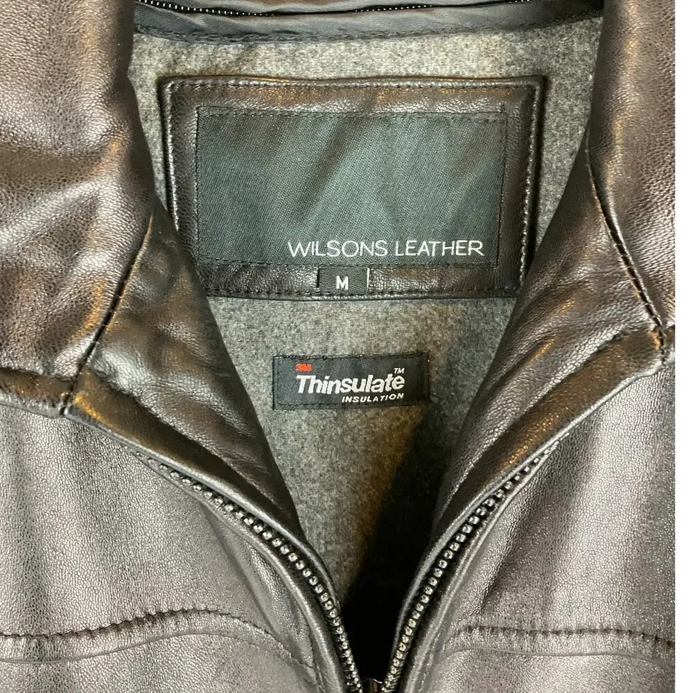 Men's Wilsons Leather Bomber Jacket with Removeable Lining, Black - Size M - Picture 3 of 8